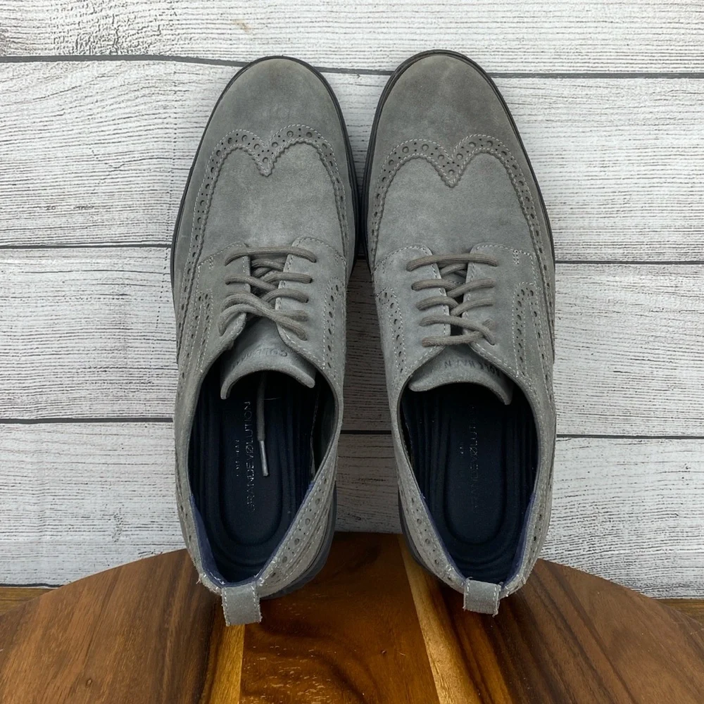 Cole Haan GrandEvolution Gray Suede Wingtip Oxford C35908 Men’s Shoe Size 10.5